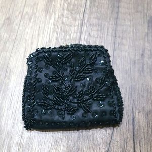 Silk Beaded Kisslock Closure Mini Purse Vintage
